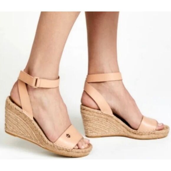 Tory Burch Bima espadrille wedge nude color sandal size 8 - Picture 1 of 10